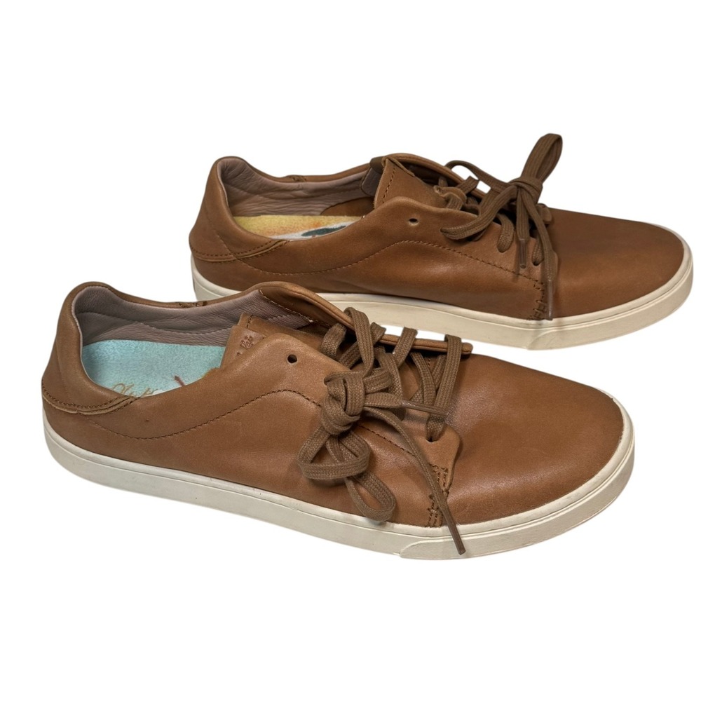 NEW OluKai Pehuea Li 'Ili Womens Sneakers Size 9.5 Brown Leather Convertible - Picture 4 of 6
